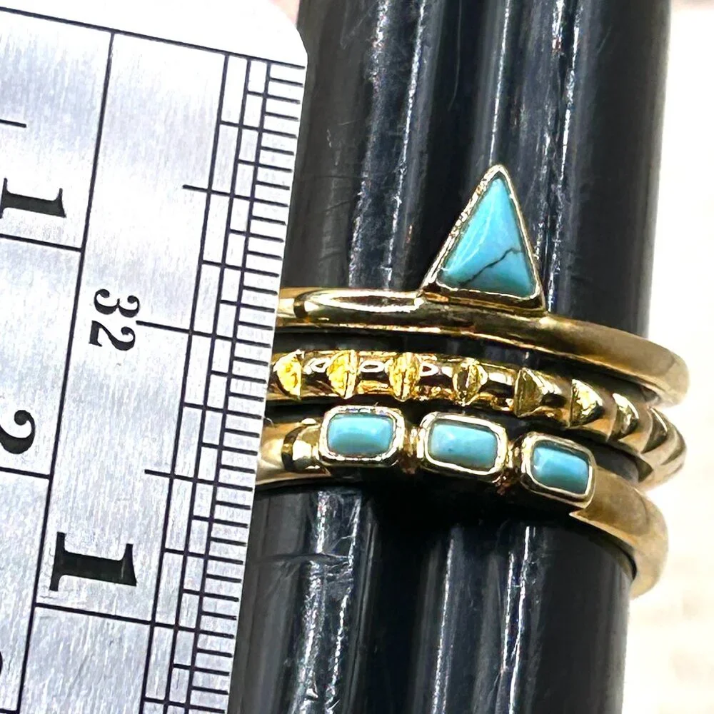 Stella & Dot Gold Faux Turquoise Wide Open Band Ring Designer Signed - Picture 2 of 13